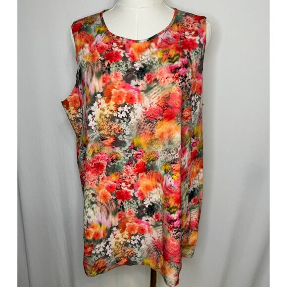 Athleta Refined Zephyr Tank Renewed Bloom Spring Pink Size L Large Floral - Picture 1 of 12